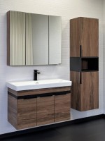 Зеркало-шкаф Comforty Соло 90 темно-коричневый дуб