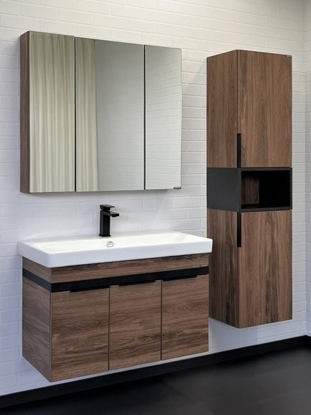 Зеркало-шкаф Comforty Соло 90 темно-коричневый дуб