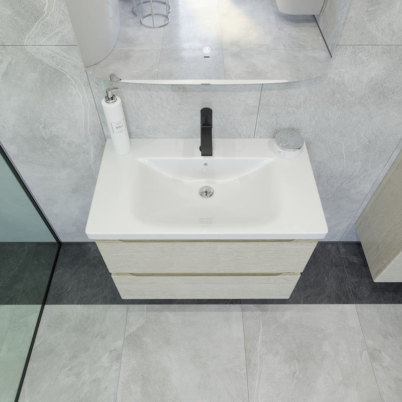 Тумба под раковину без столешницы Caprigo Forte 80 подвесная, беленый дуб