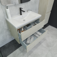 Тумба под раковину без столешницы Caprigo Forte 80 подвесная, беленый дуб