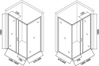 Душевой уголок Orange E23 16090TCR стекло прозрачное, профиль хром