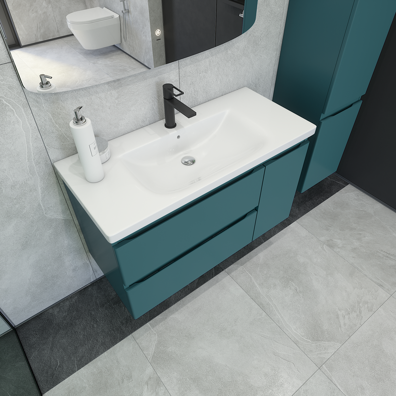 Мебель для ванной комнаты Caprigo Forte 100 R подвесная, изумрудно-бирюзовая