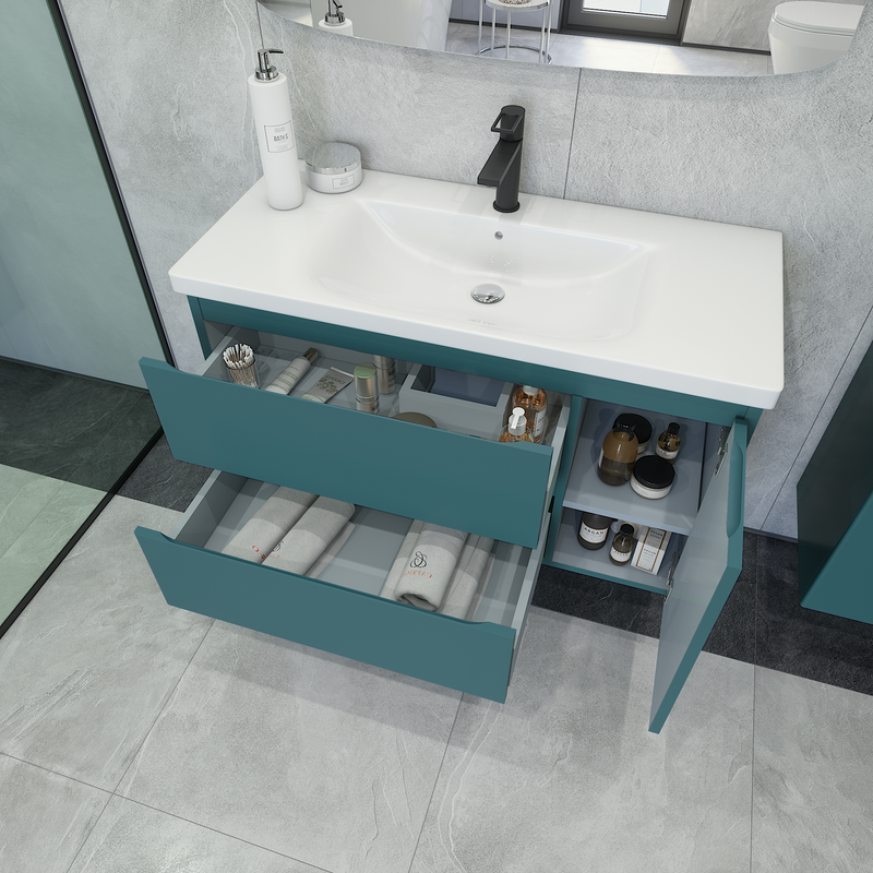 Мебель для ванной комнаты Caprigo Forte 100 R подвесная, изумрудно-бирюзовая