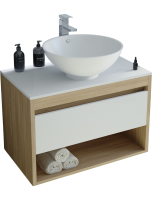 Тумба с раковиной Teymi Ritta 65 дуб эврика, матовая белая, раковина Lina kuppi D40