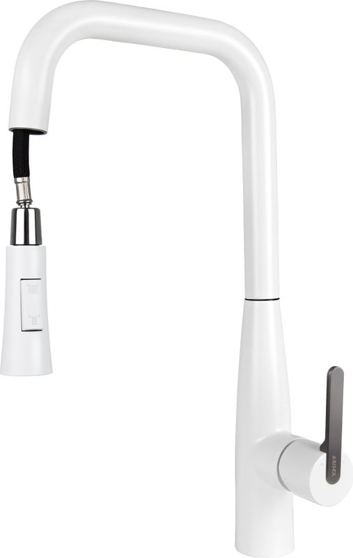 Смеситель для кухни Kaiser Claro 22144-24 белый матовый и вороненая сталь