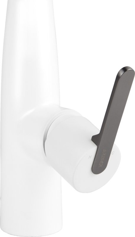 Смеситель для кухни Kaiser Claro 22144-24 белый матовый и вороненая сталь