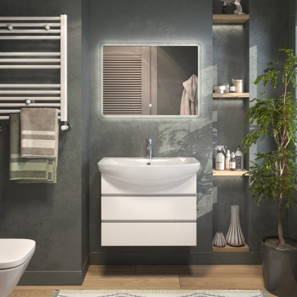 Мебель для ванной комнаты Vigo Wing 70 подвесная, белая, раковина Балтика 70