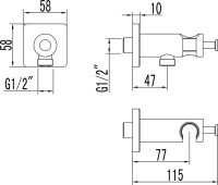 Шланговое подключение Lemark LM3785BL с держателем для душа, черное
