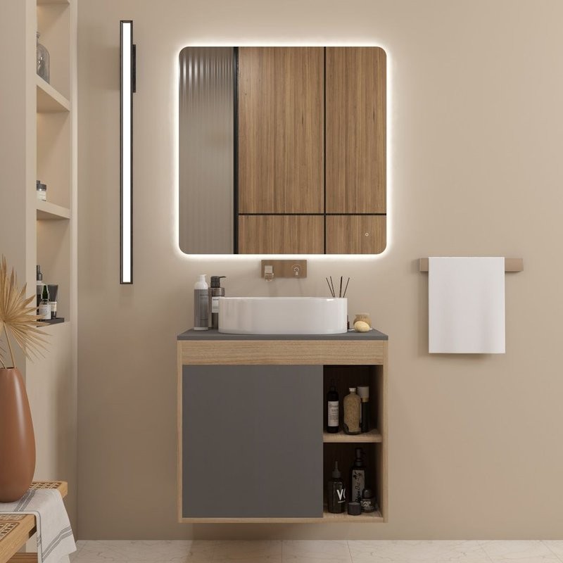 Тумба подвесная Teymi Nura 70, дуб эврика/графит матовый T60530