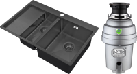 Комплект Мойка Zorg Inox PVD 5178-2-R grafit + Измельчитель Inox D
