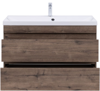 Тумба под раковину без столешницы Aquanet Нота new 100 подвесная, дуб веллингтон табак