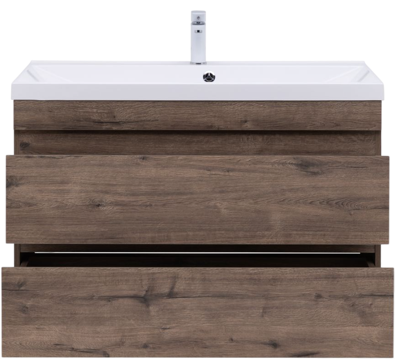 Тумба под раковину без столешницы Aquanet Нота new 100 подвесная, дуб веллингтон табак