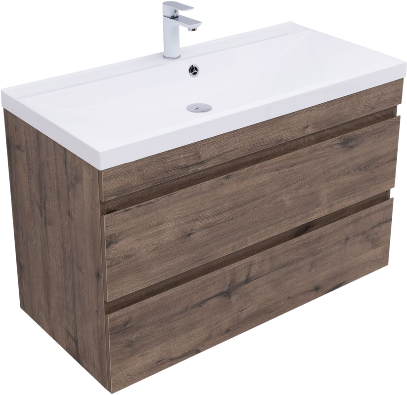 Тумба под раковину без столешницы Aquanet Нота new 100 подвесная, дуб веллингтон табак