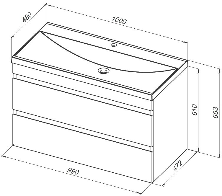 Тумба под раковину без столешницы Aquanet Нота new 100 подвесная, дуб веллингтон табак