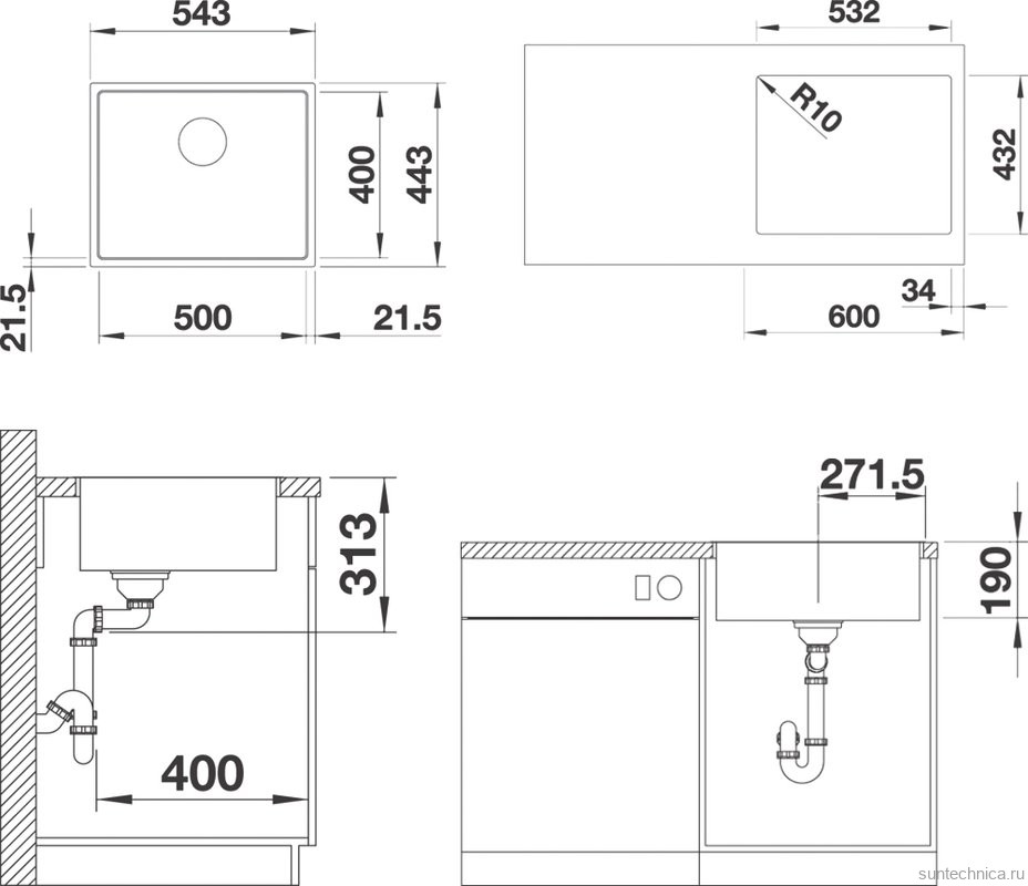 Комплект Мойка Blanco Subline 500-IF антрацит + Смеситель Candor 523120