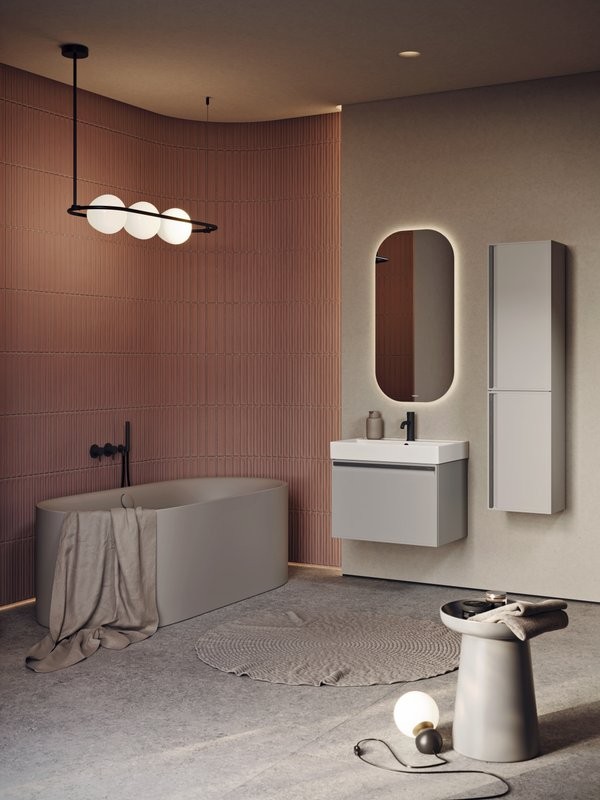 Тумба с раковиной Aqwella Pure 65 серый туман