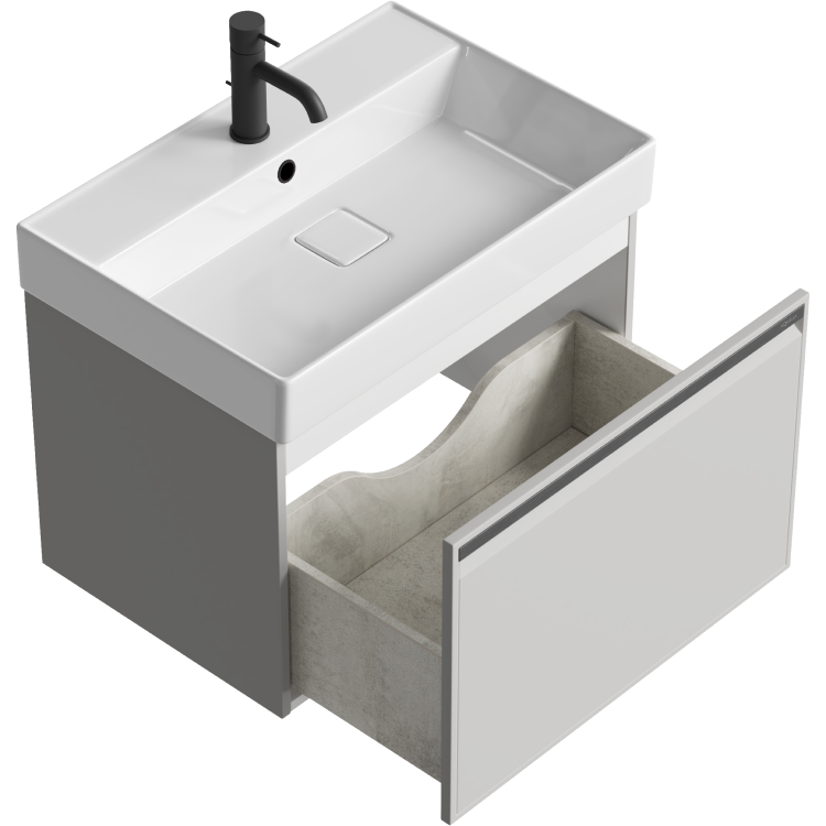 Тумба с раковиной Aqwella Pure 65 серый туман