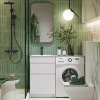 Тумба с раковиной Aqwella Duet 53 L напольная, под стиральную машину, белая