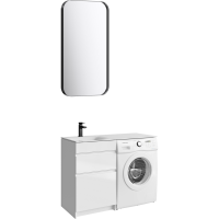 Тумба с раковиной Aqwella Duet 53 L напольная, под стиральную машину, белая