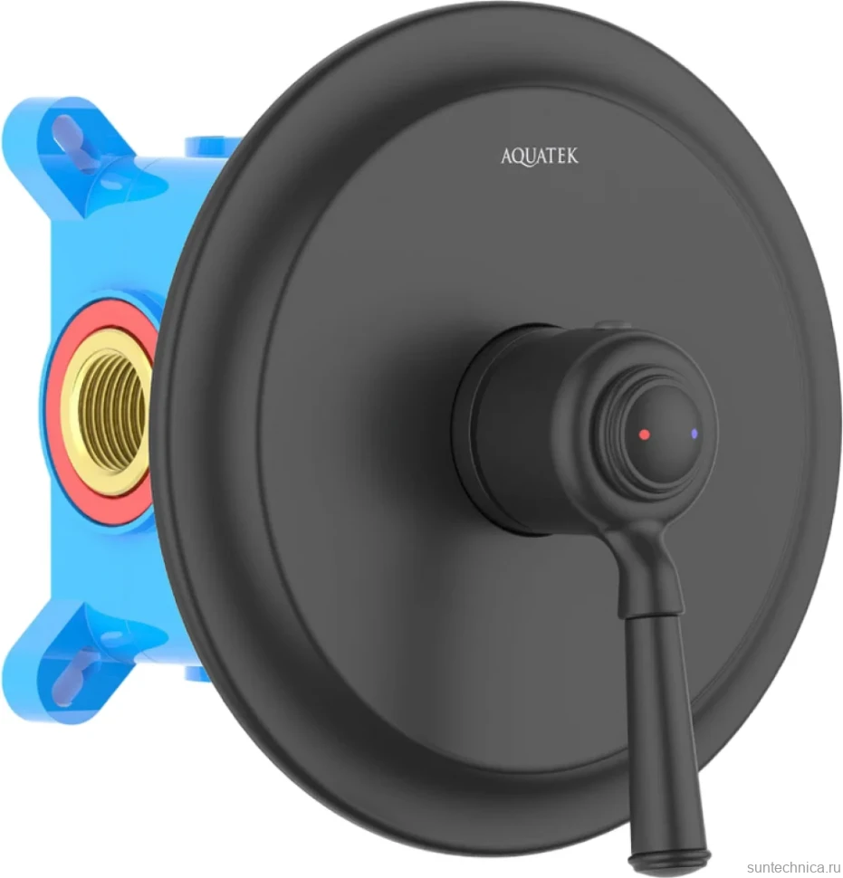 Встраиваемый смеситель для душа и ванны AQUATEK Классик AQ1566MB С ВНУТРЕННЕЙ ЧАСТЬЮ, матовый черный