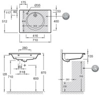 Мебельная раковина Jacob Delafon Odeon Rive Gauche EXAX112-Z-00 70 см
