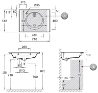 Мебельная раковина Jacob Delafon Odeon Rive Gauche EXAX112-Z-00 70 см