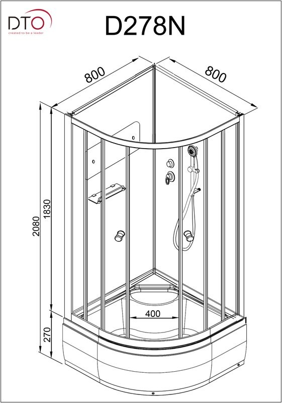 Душевая кабина DTO D D278 профиль хром, стекло матовое
