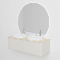 Тумба с раковиной Black&White 160 подвесная, глянцевая бежевая, две раковины