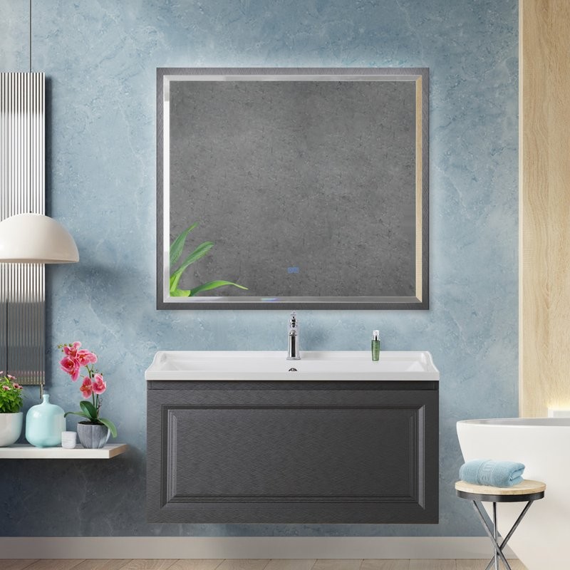 Зеркало Cezares Interni 100x90 с подсветкой, с антизапотевателем, титан