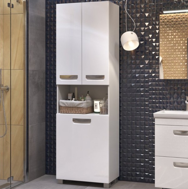 Шкаф пенал для ванной Vigo Plaza 60 с бельевой корзиной
