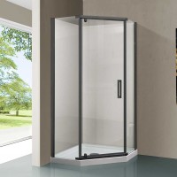 Душевой уголок Vincea Stresa VSP-1S100CLGM 100x100, профиль вороненая сталь, стекло прозрачное