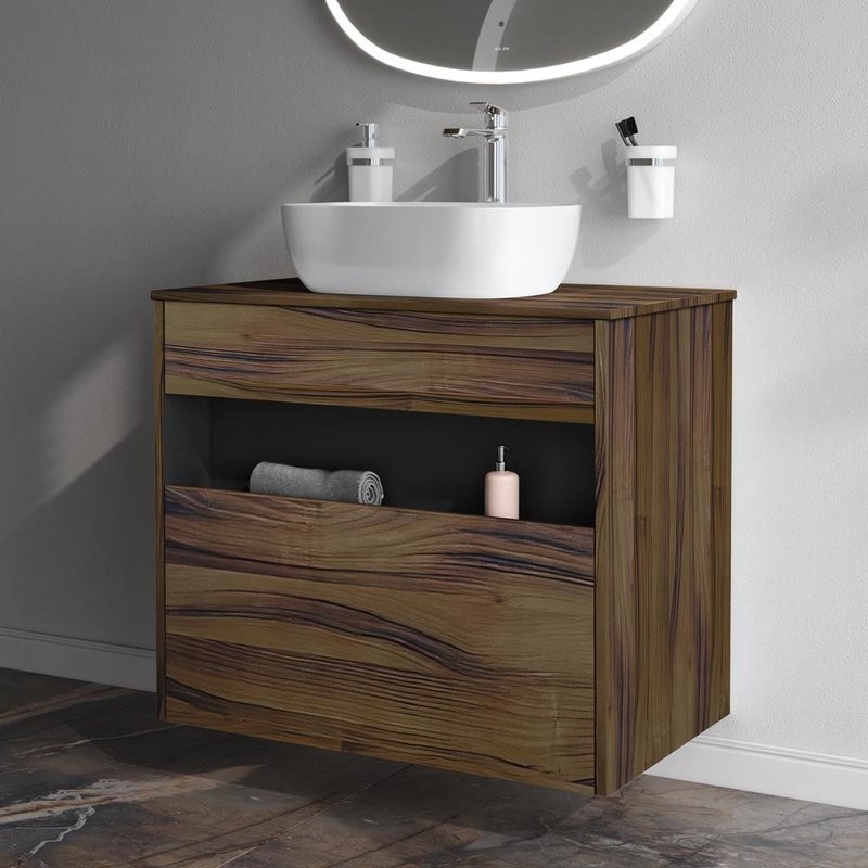 Тумба с раковиной AM.PM Func 80 дуб крафт, со столешницей, раковина M8FWCC10450WG