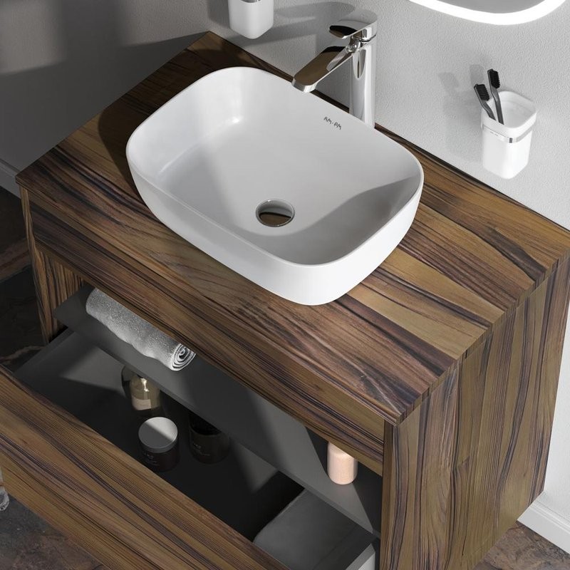 Тумба с раковиной AM.PM Func 80 дуб крафт, со столешницей, раковина M8FWCC10450WG