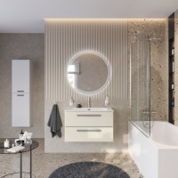 Тумба под раковину без столешницы Cezares Eco Cer-N 80 брашированная альпака, ручки серые