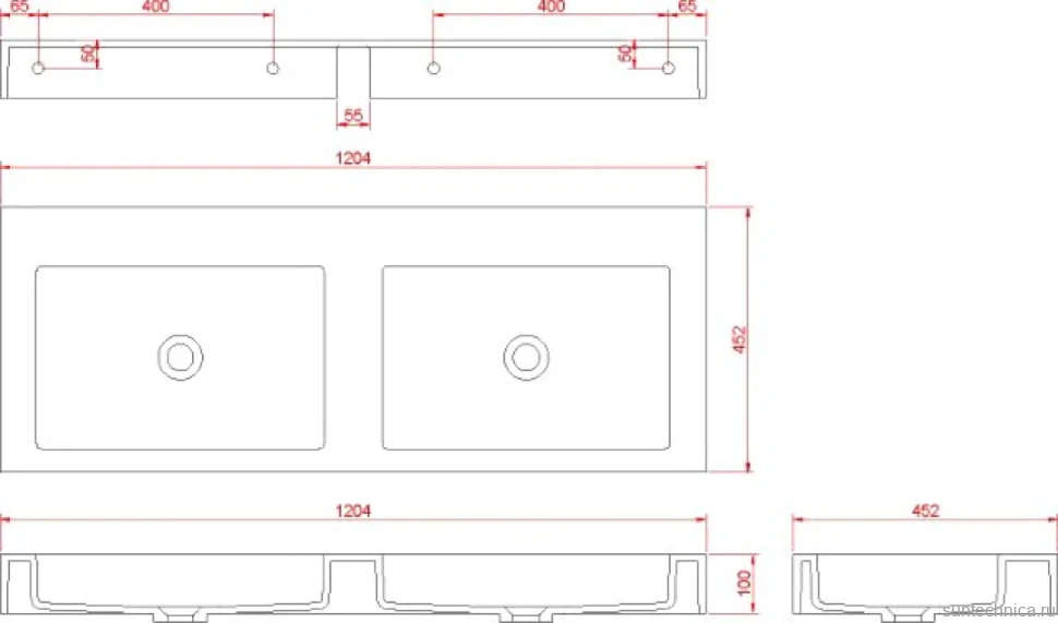 Раковина Armadi Art Flat ST 120 с кронштейнами