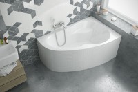 Акриловая ванна Excellent Newa R 160x95 см, угловая, правая, пристенная, белая, асимметричная, с каркасом, с сиденьем