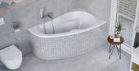 Акриловая ванна Excellent Newa R 160x95 см, угловая, правая, пристенная, белая, асимметричная, с каркасом, с сиденьем
