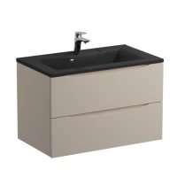 Тумба с раковиной BelBagno Marino 80 подвесная, crema opaco, черная раковина