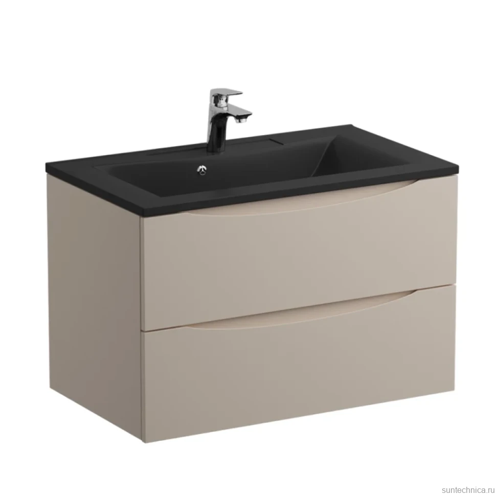 Тумба с раковиной BelBagno Marino 80 подвесная, crema opaco, черная раковина