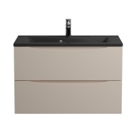 Тумба с раковиной BelBagno Marino 80 подвесная, crema opaco, черная раковина