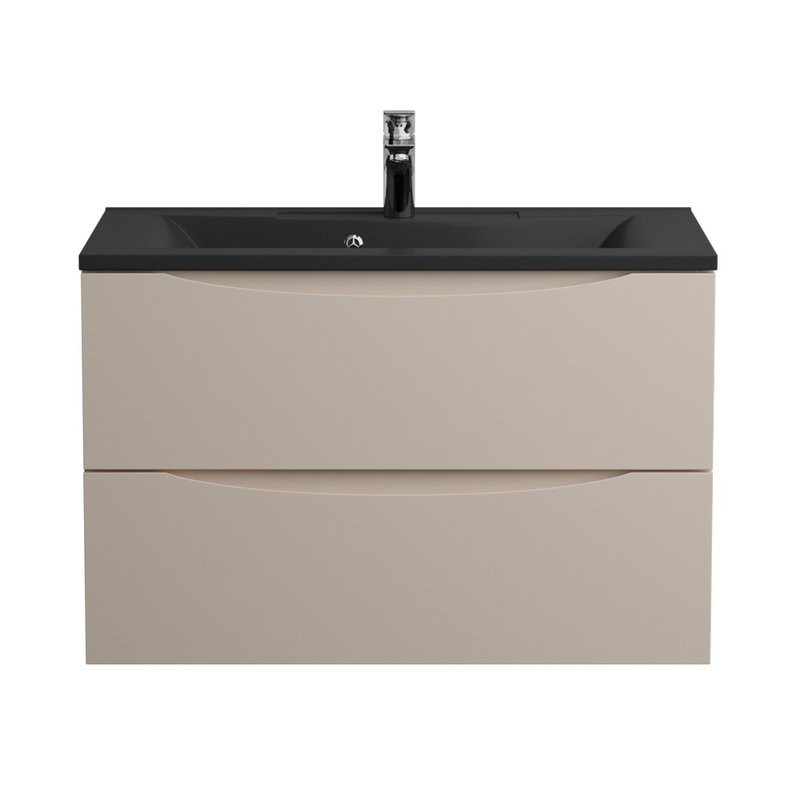 Тумба с раковиной BelBagno Marino 80 подвесная, crema opaco, черная раковина