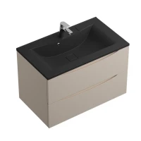Тумба с раковиной BelBagno Marino 80 подвесная, crema opaco, черная раковина