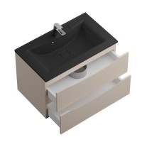 Тумба с раковиной BelBagno Marino 80 подвесная, crema opaco, черная раковина