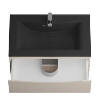 Тумба с раковиной BelBagno Marino 80 подвесная, crema opaco, черная раковина