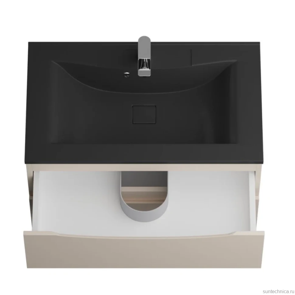 Тумба с раковиной BelBagno Marino 80 подвесная, crema opaco, черная раковина