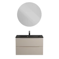 Тумба с раковиной BelBagno Marino 80 подвесная, crema opaco, черная раковина