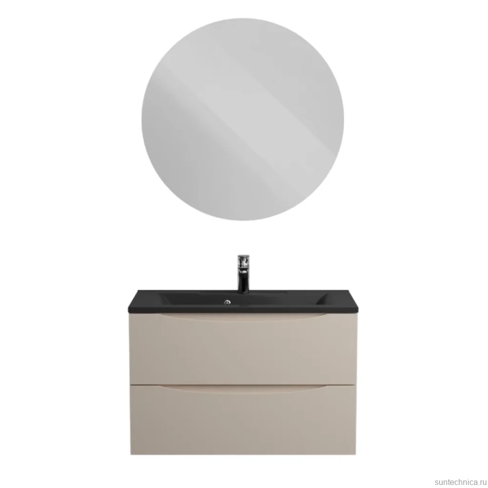 Тумба с раковиной BelBagno Marino 80 подвесная, crema opaco, черная раковина