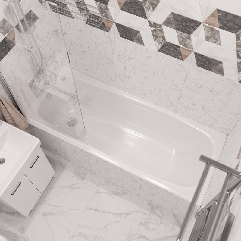 Шторка на ванну DIWO Коломна 4GW007 распашная, 80x150