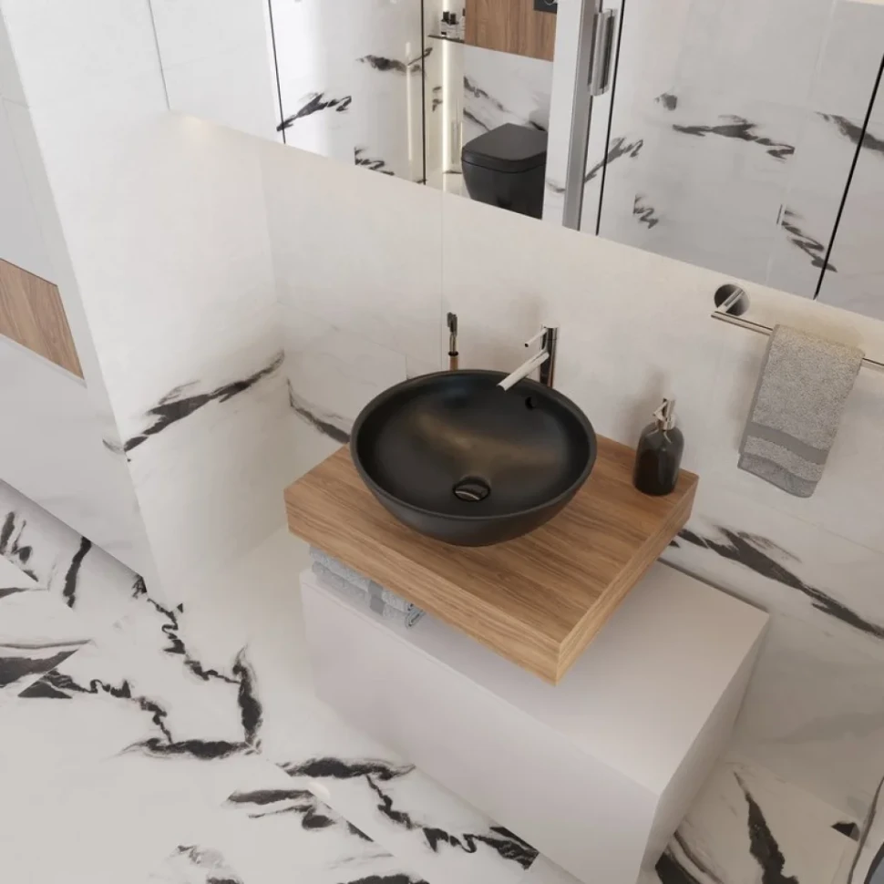 Мебель для ванной комнаты VitrA Ольборг 80: столешница 60, без отверстий, дуб французский +  тумба 80