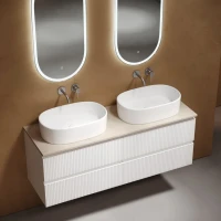 Тумба с раковиной Sancos Snob T 140 bianco, столешница бежевая TT140A2, раковина CN6075